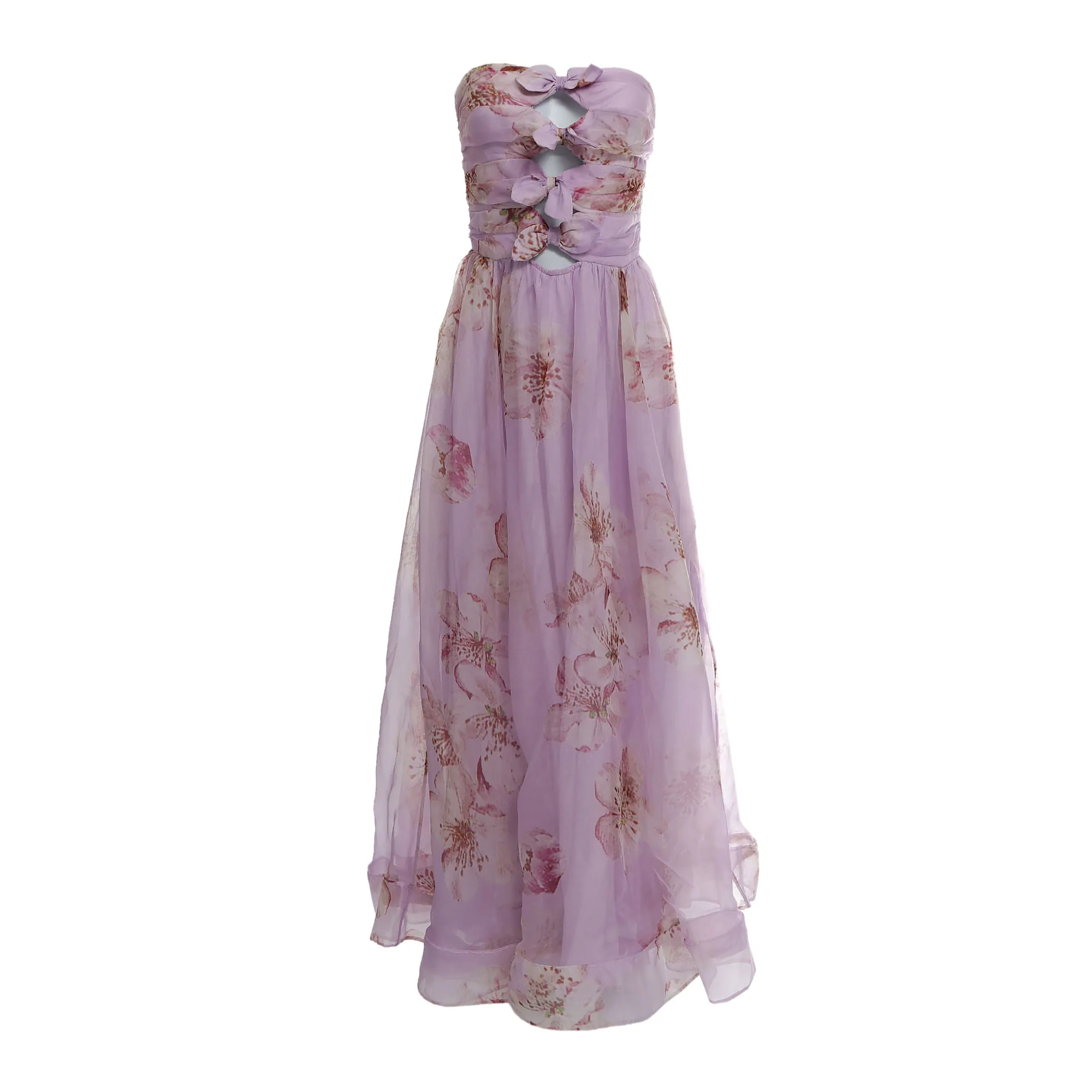 Vestido Agilitá Longo Estampa Floral Lilás