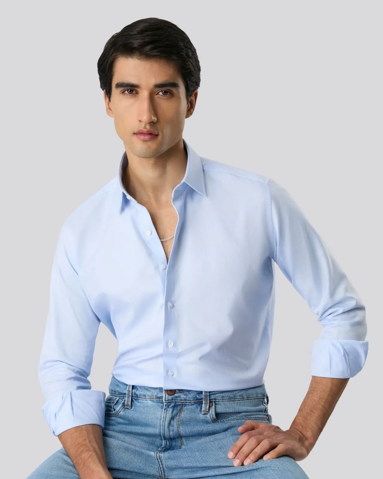 Camisa pima slim azul