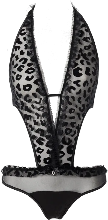Body Feminino Glitter Animalier - Preto