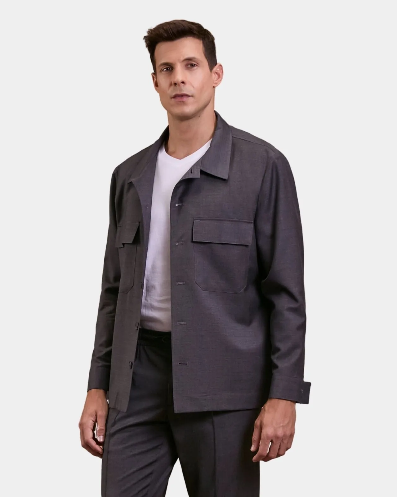 Caban lã fria cinza