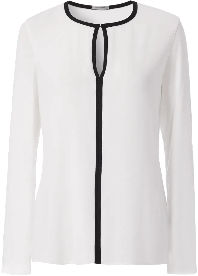 Blusa De Manga Comprida Com Debruns Contrastantes - Off-White