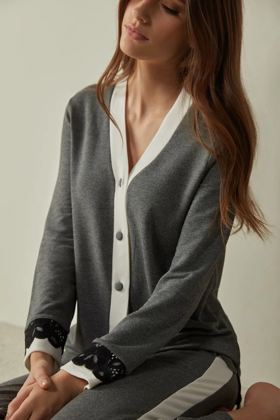 Blusa Aberta à Frente Em Modal Com Lã Pretty Iconic - Cinza