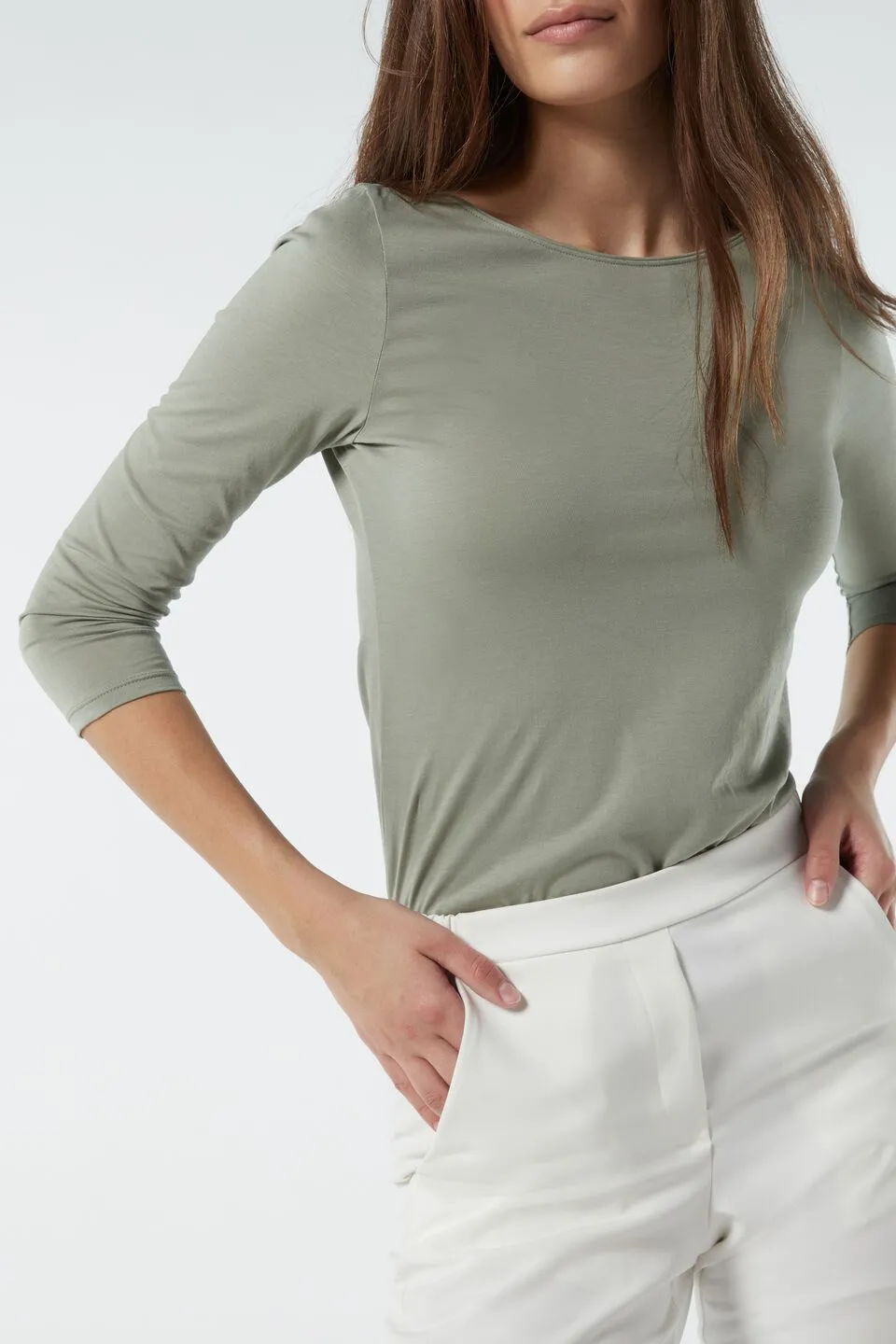 Blusa Com Decote Em Barco Em Algodão Supima Ultrafresh - Verde