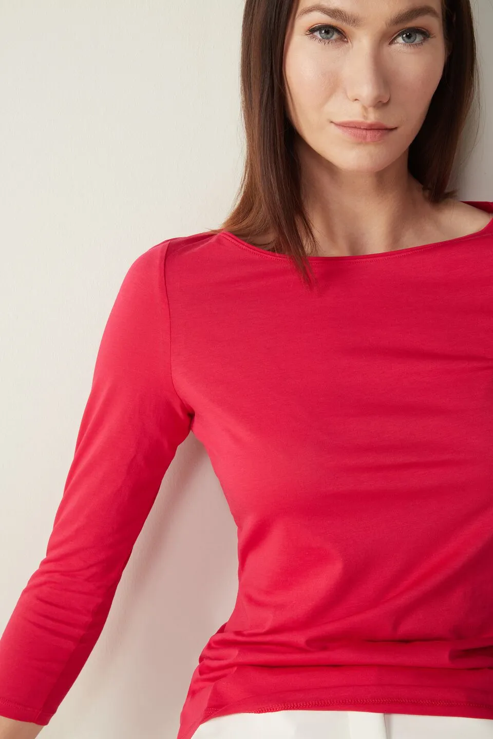 Blusa Com Decote Em Barco Em Algodão Supima Ultrafresh - Rosa