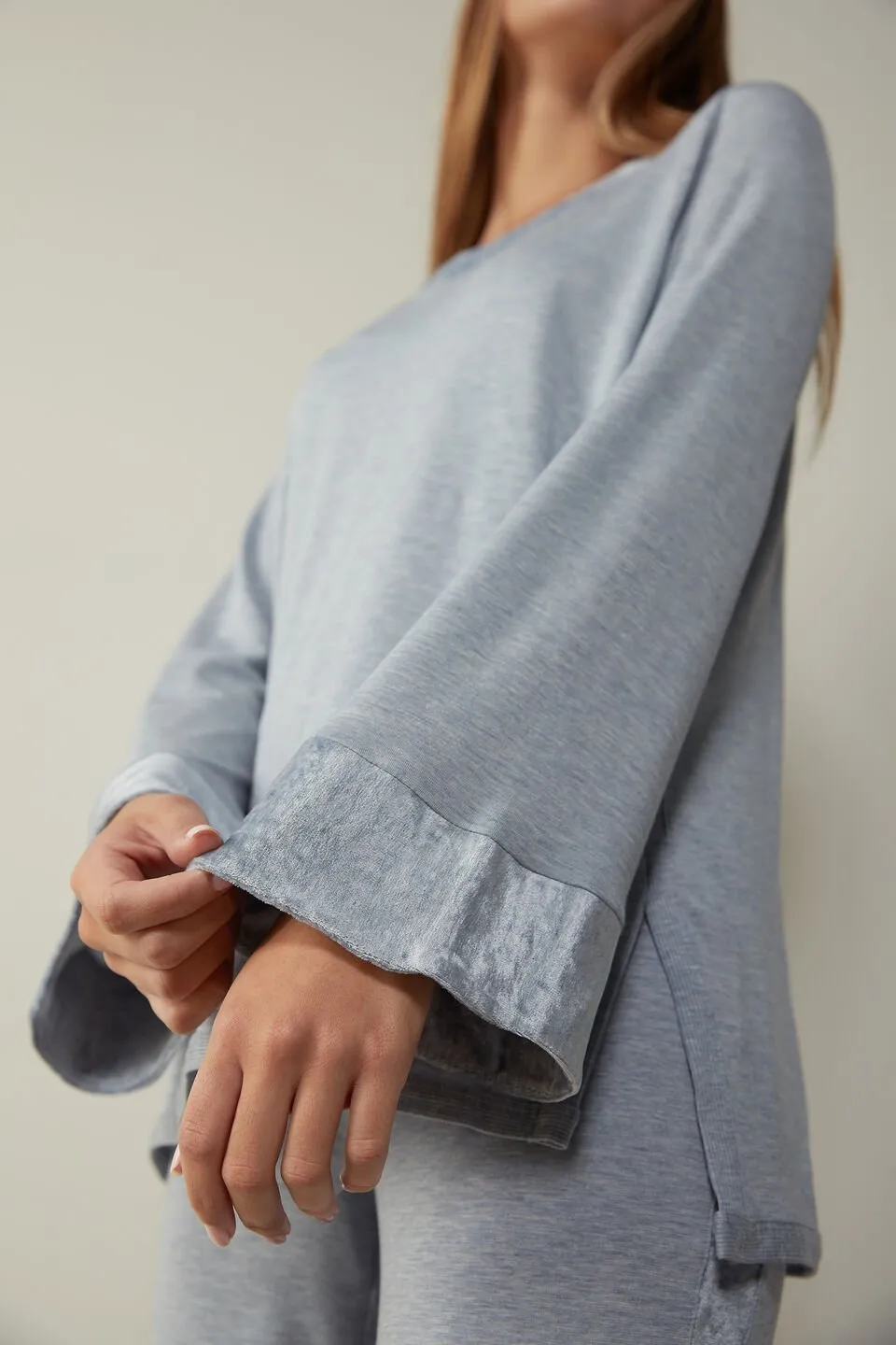 Blusa Manga Comprida Em Modal Wearing Cloud - Azul