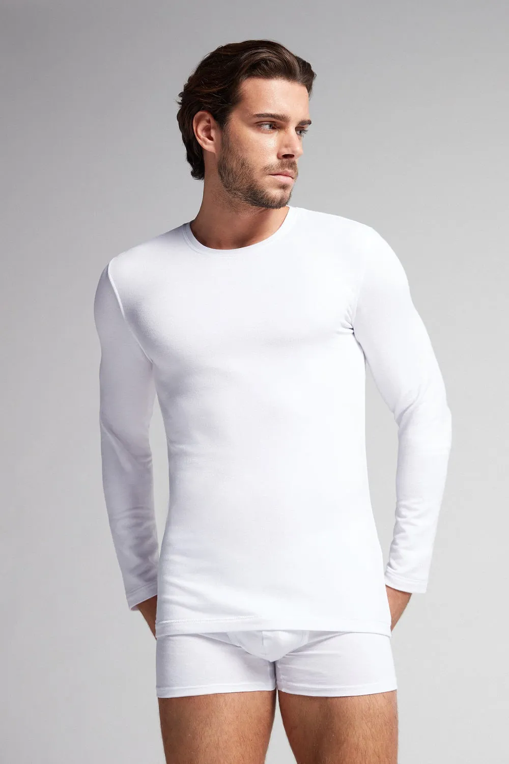 Camiseta De Manga Comprida De Modal Cashmere - Branco