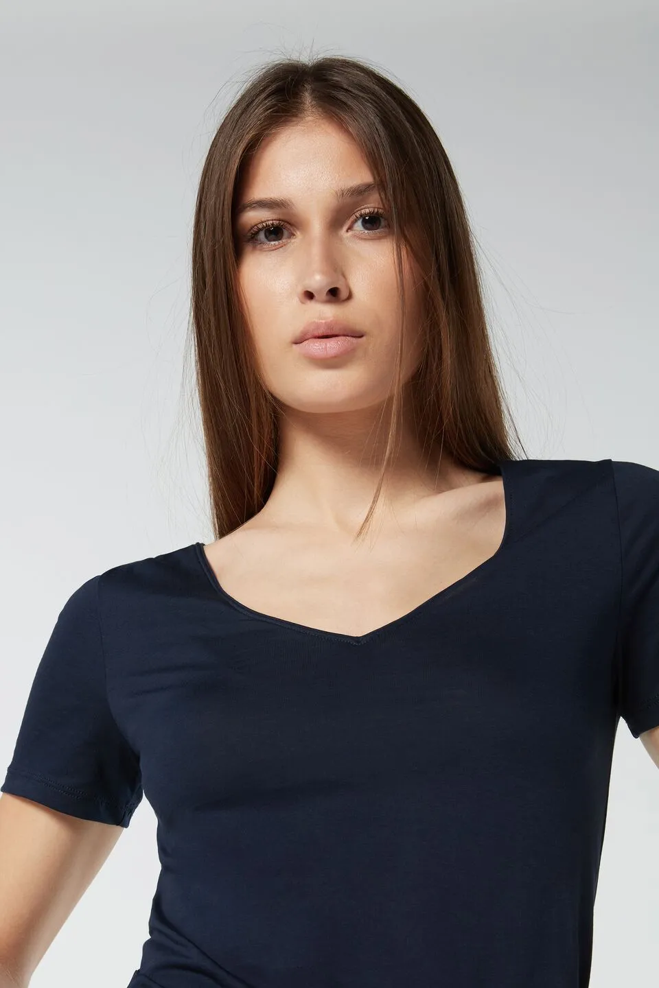 Blusa De Manga Curta Em Algodão Supima Ultrafresh - Azul