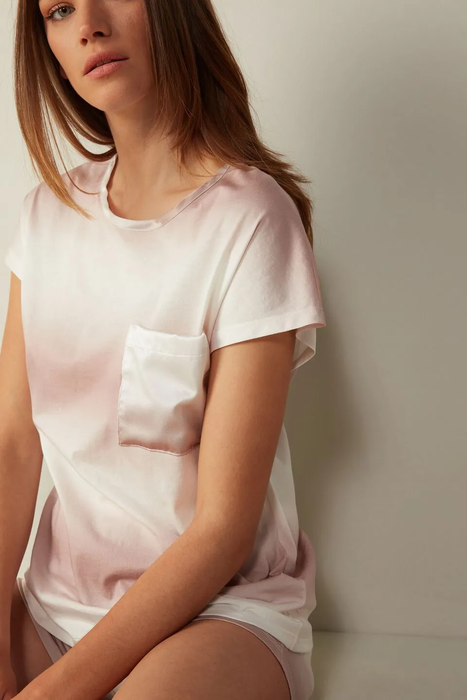 Blusa De Manga Curta Em Algodão Supima Evanescent Love - Off-White