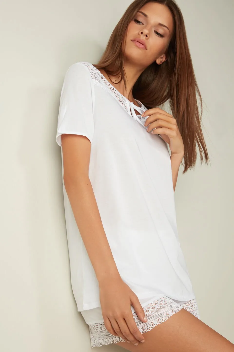 Blusa De Manga Curta Em Algodão Supima Ultrafresh Crochê Baby - Branco