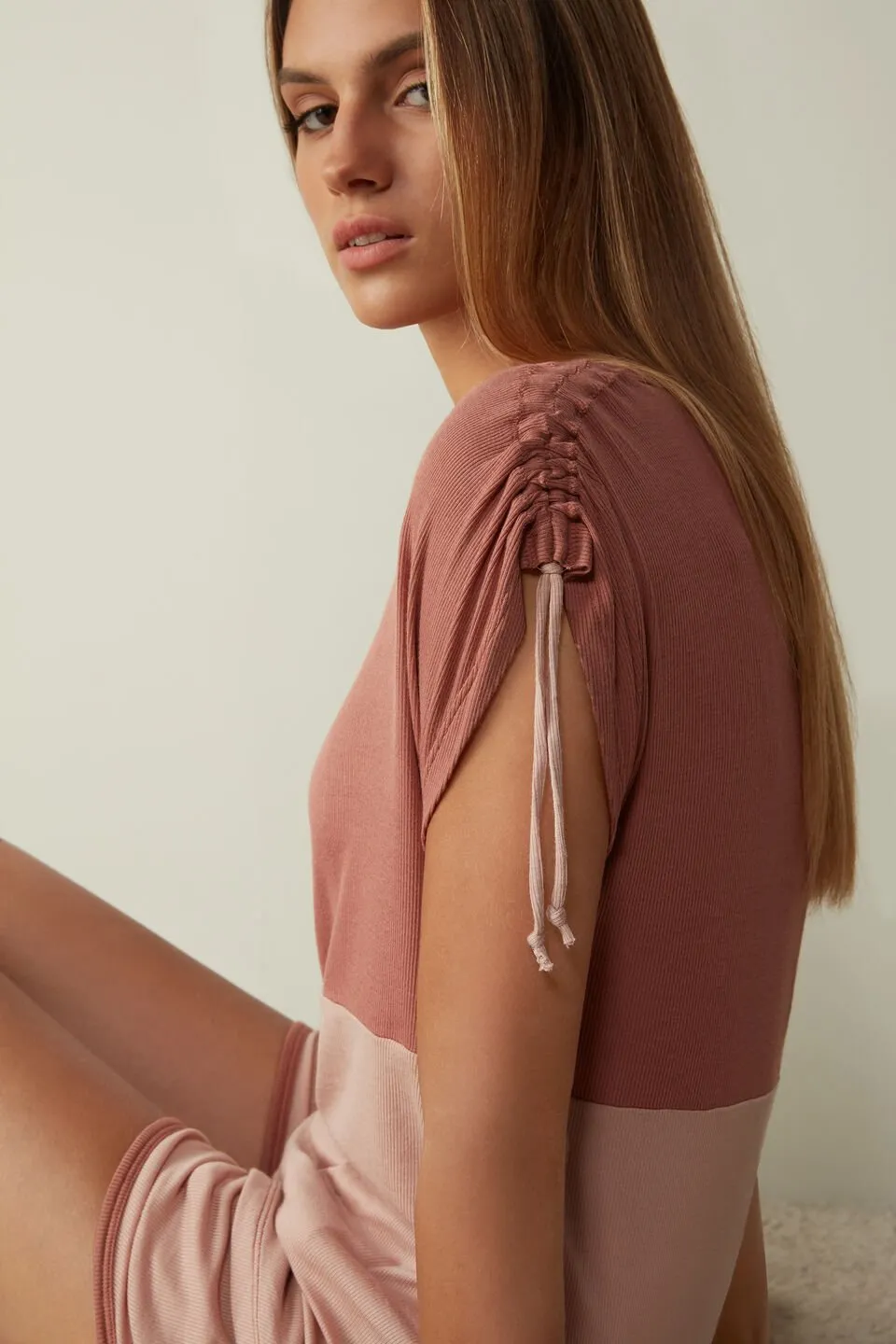 Blusa De Manga Curta Em Modal Lounginess - Rosa