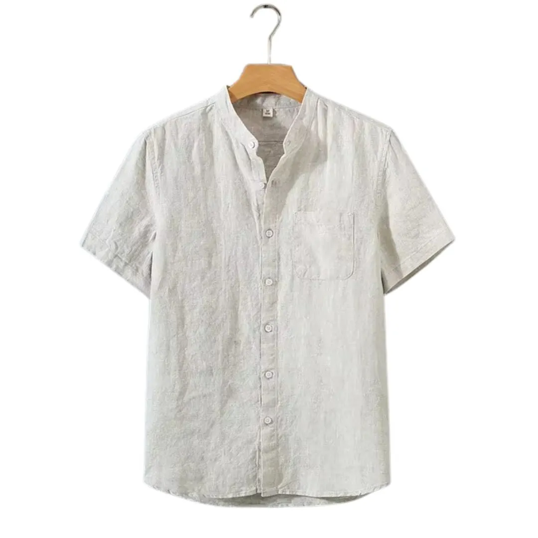 Camisa de Linho Sem Lapela