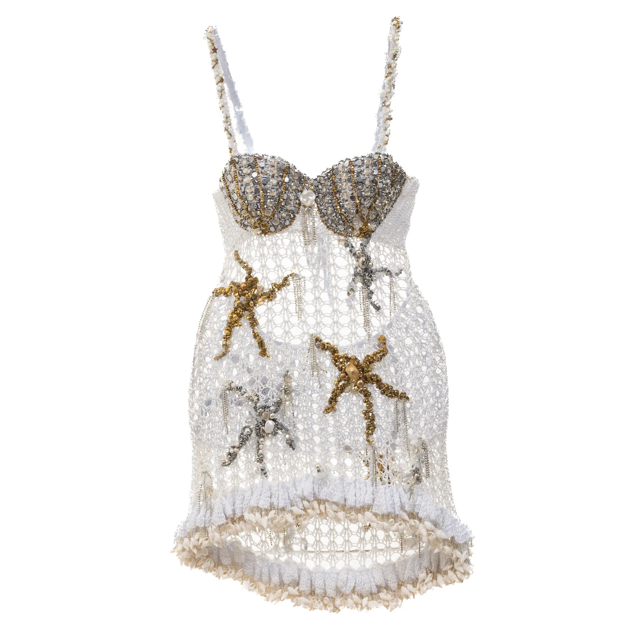 Vestido Victor Hugo Mattos Branco Bordado