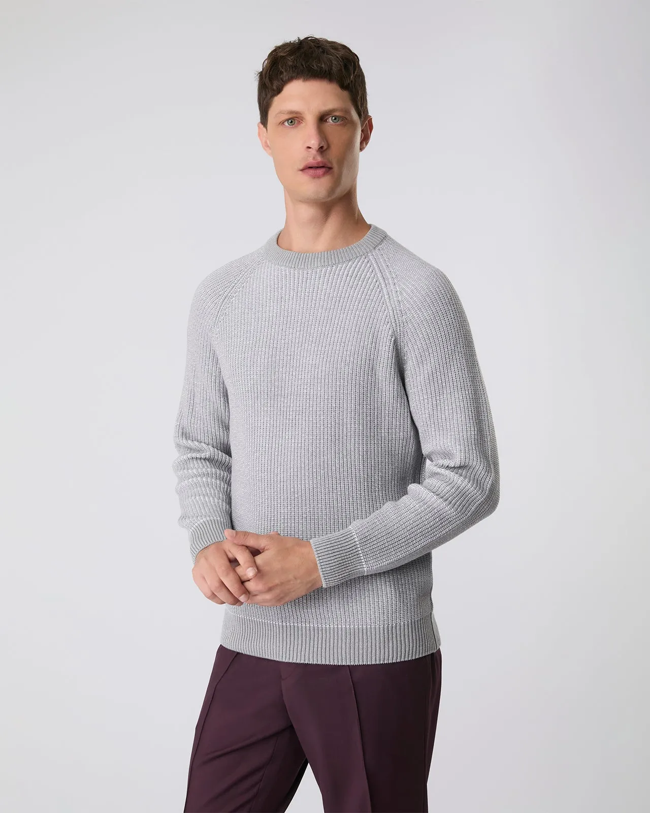 Suéter raglan cinza