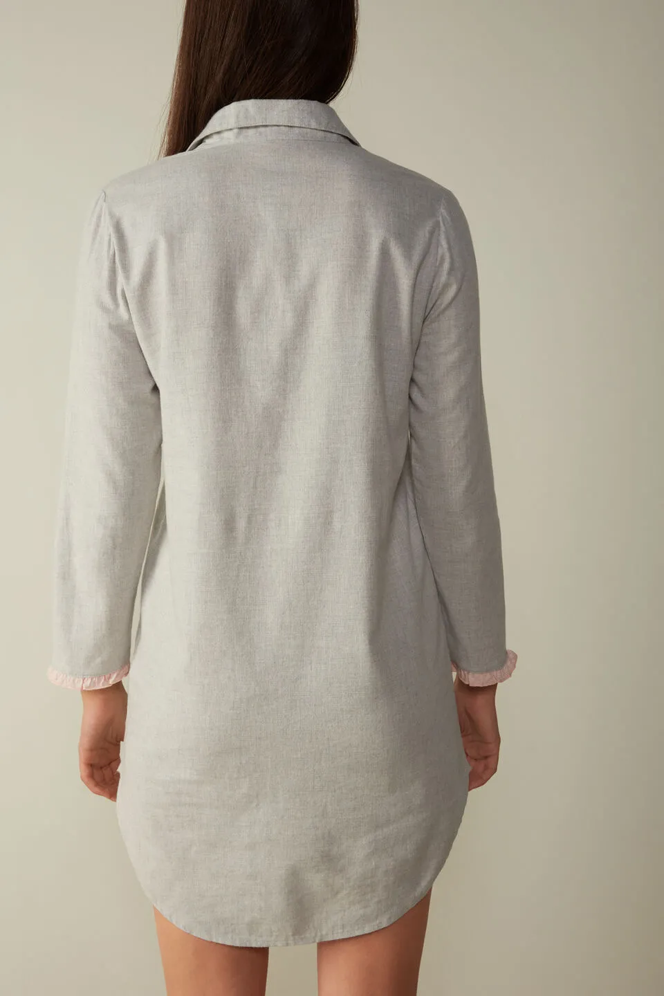 Blusa Em Tela De Algodão Escovado Cotton Rouches - Cinza