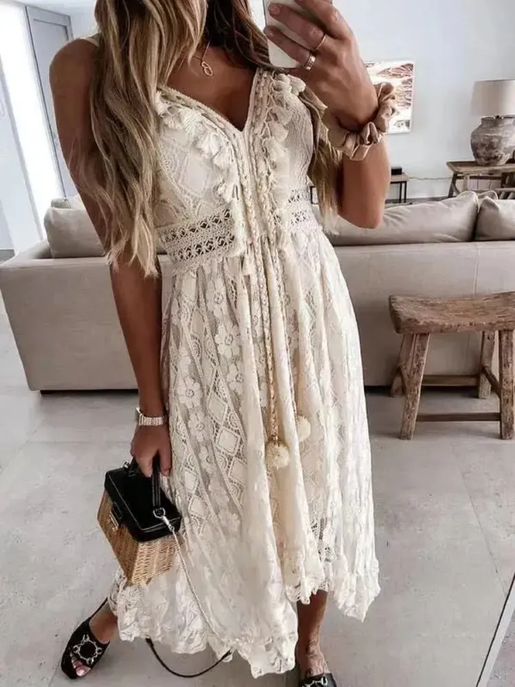 Vestido Midi de Renda Erlina