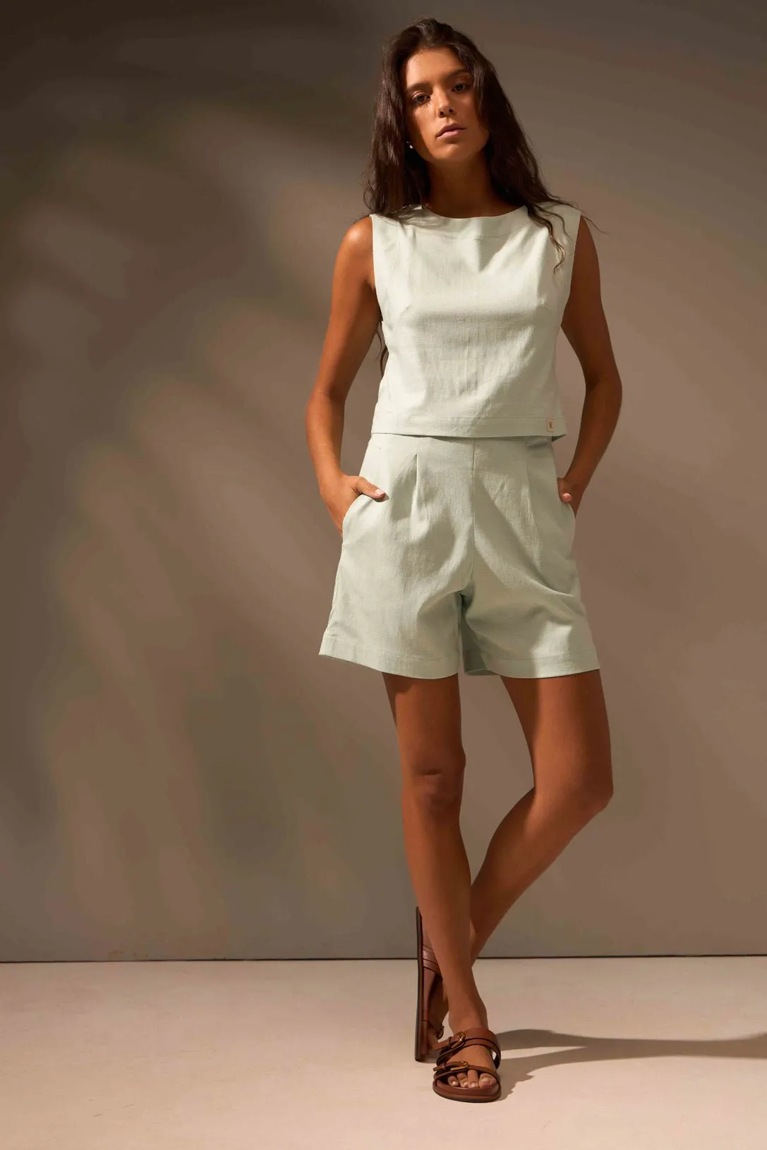 BERMUDA ALMA LINHO - AZUL