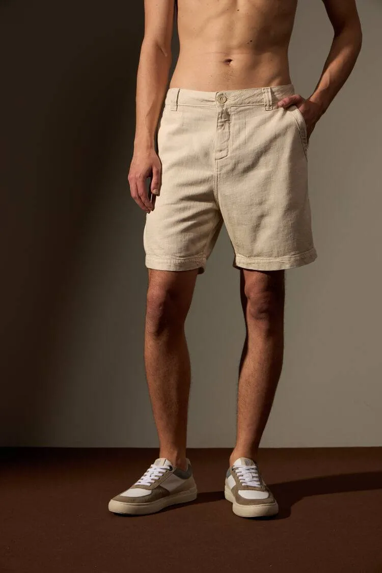 BERMUDA CERRADO ALGODÃO - AREIA