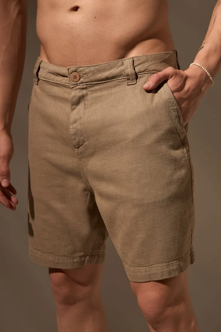 BERMUDA CERRADO 100% ALGODÃO - PALHA