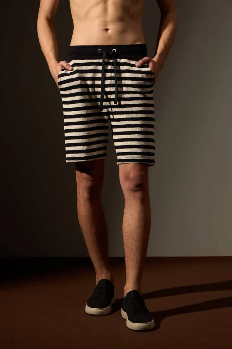 BERMUDA RAIAS ALGODÃO - BRANCO E PRETO