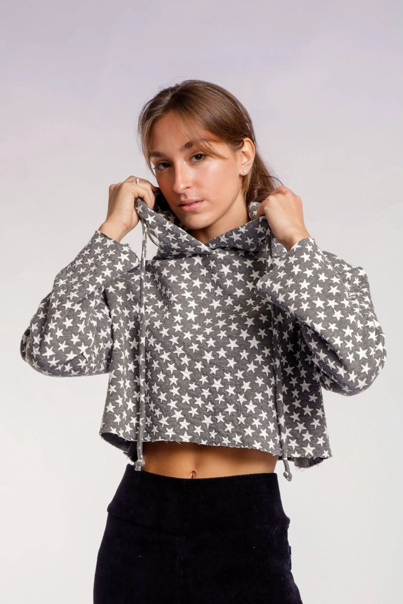BLUSA CROPPED ESTRELA - CINZA ESCURO