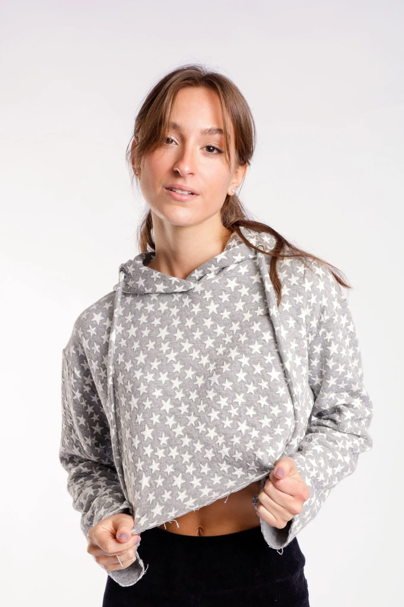 BLUSA CROPPED ESTRELA - CINZA MÉDIO