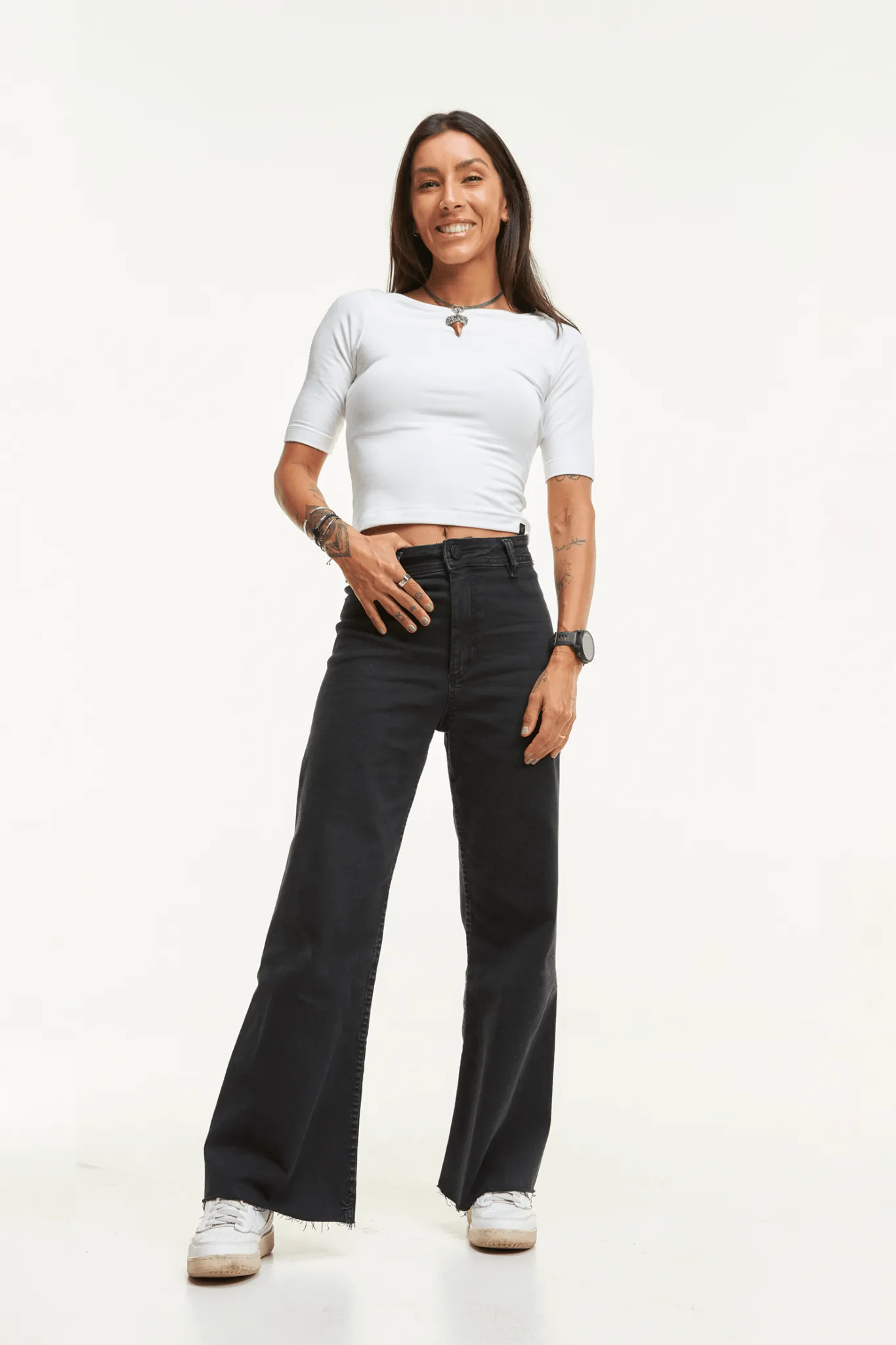 CALÇA JEANS WIDE - PRETO