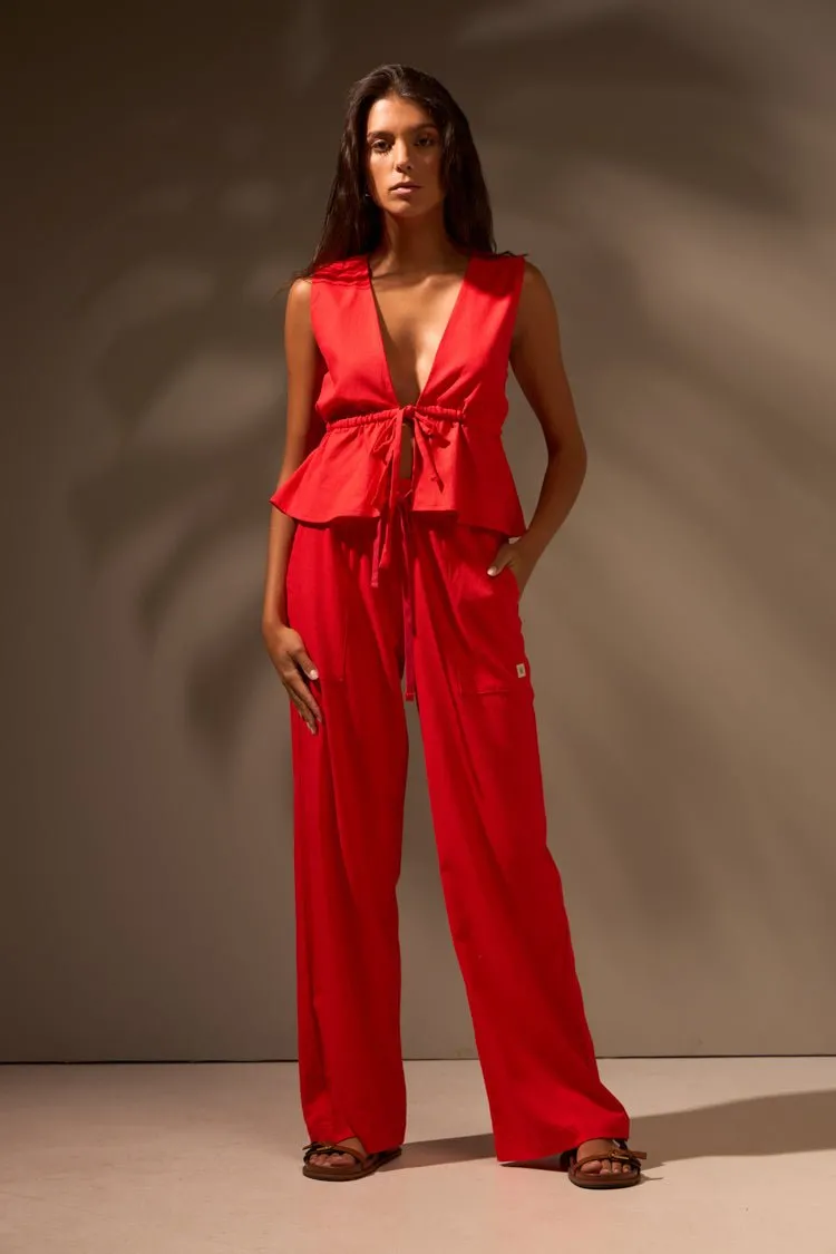 CALÇA SUNSET LINHO - LARANJA