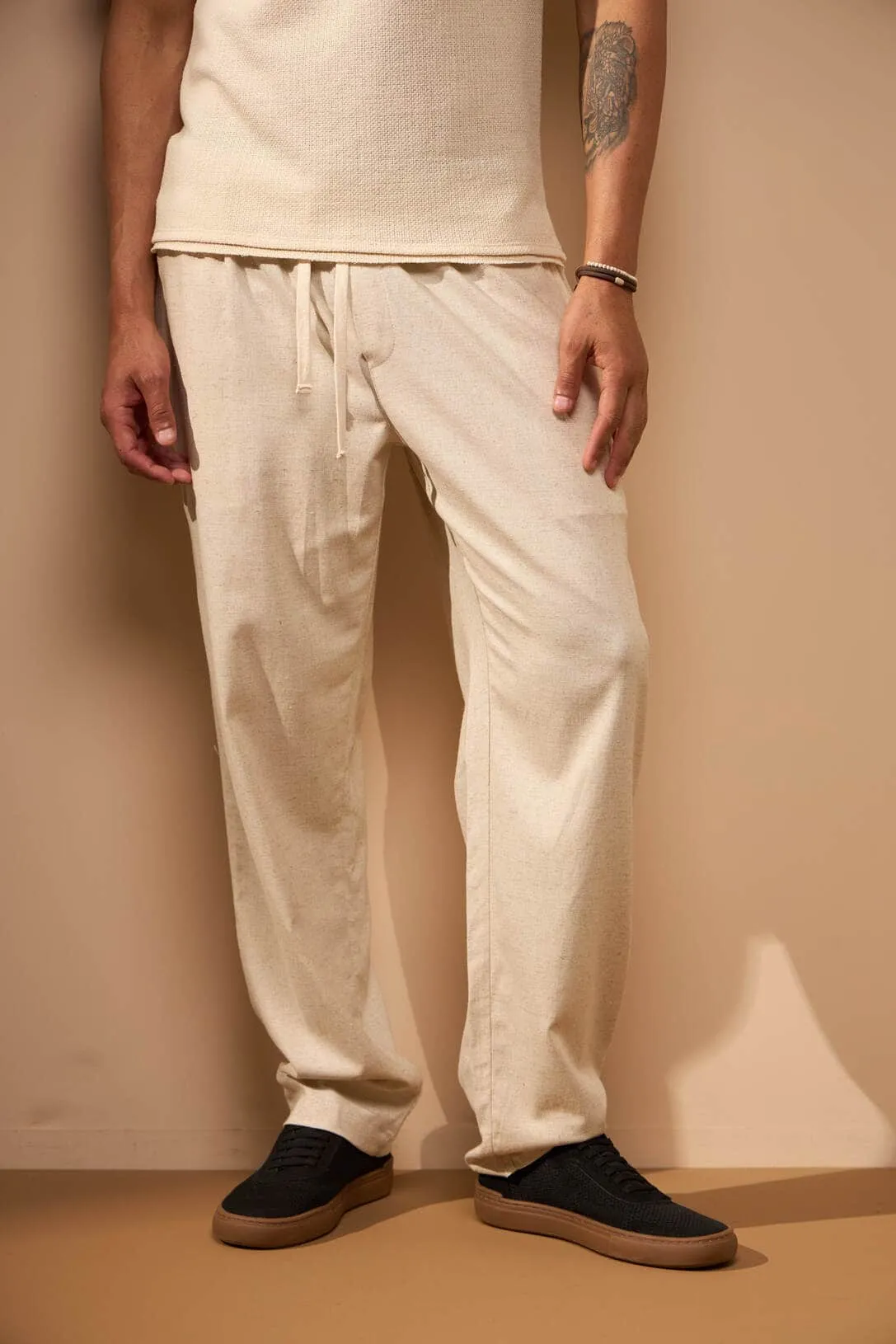 CALÇA UNIÃO LINHO - AREIA