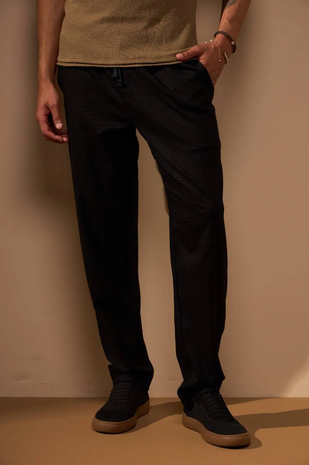 CALÇA UNIÃO LINHO - PRETO