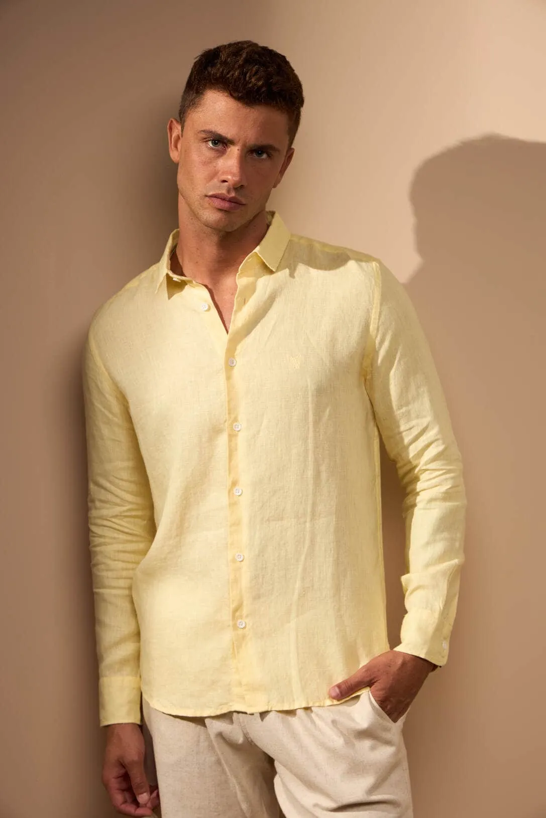 CAMISA GIBSON 100% LINHO - AMARELO