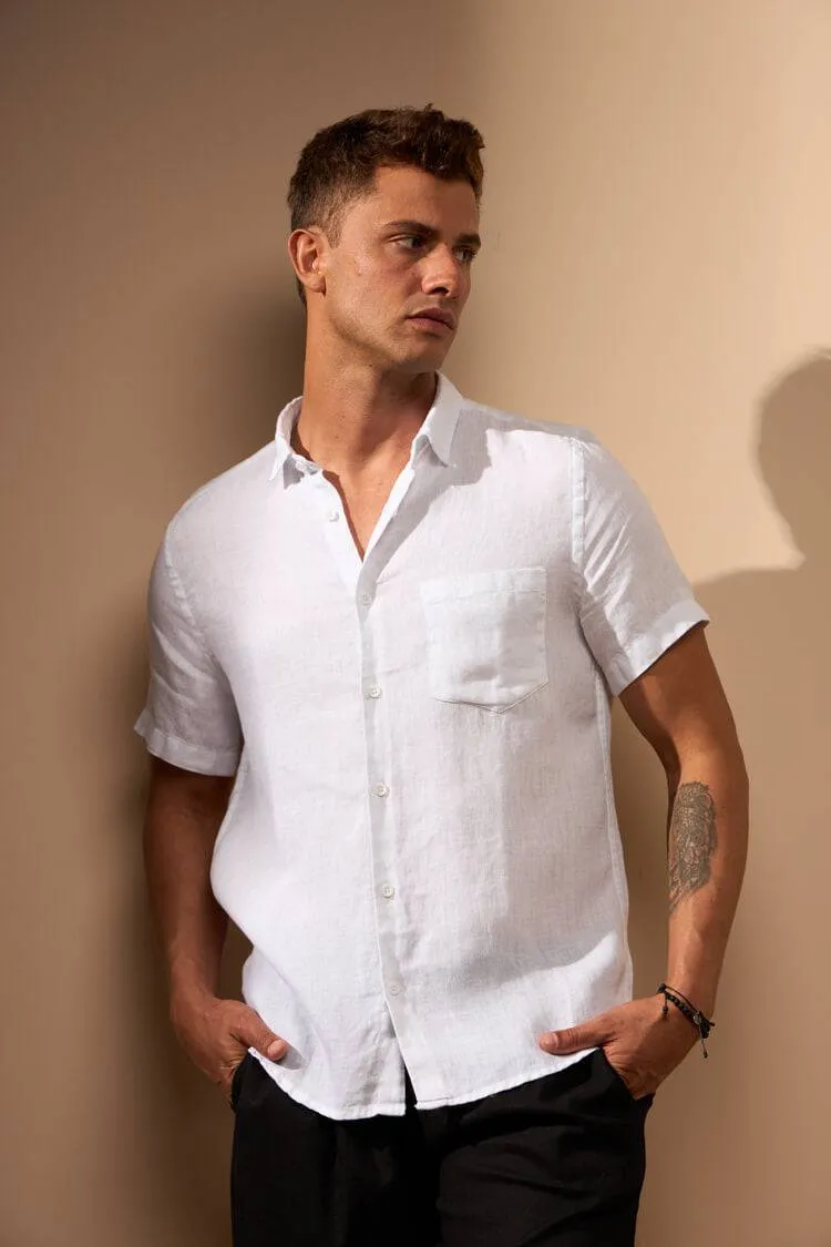 CAMISA GIBSON 100% LINHO COM BOLSO - BRANCO