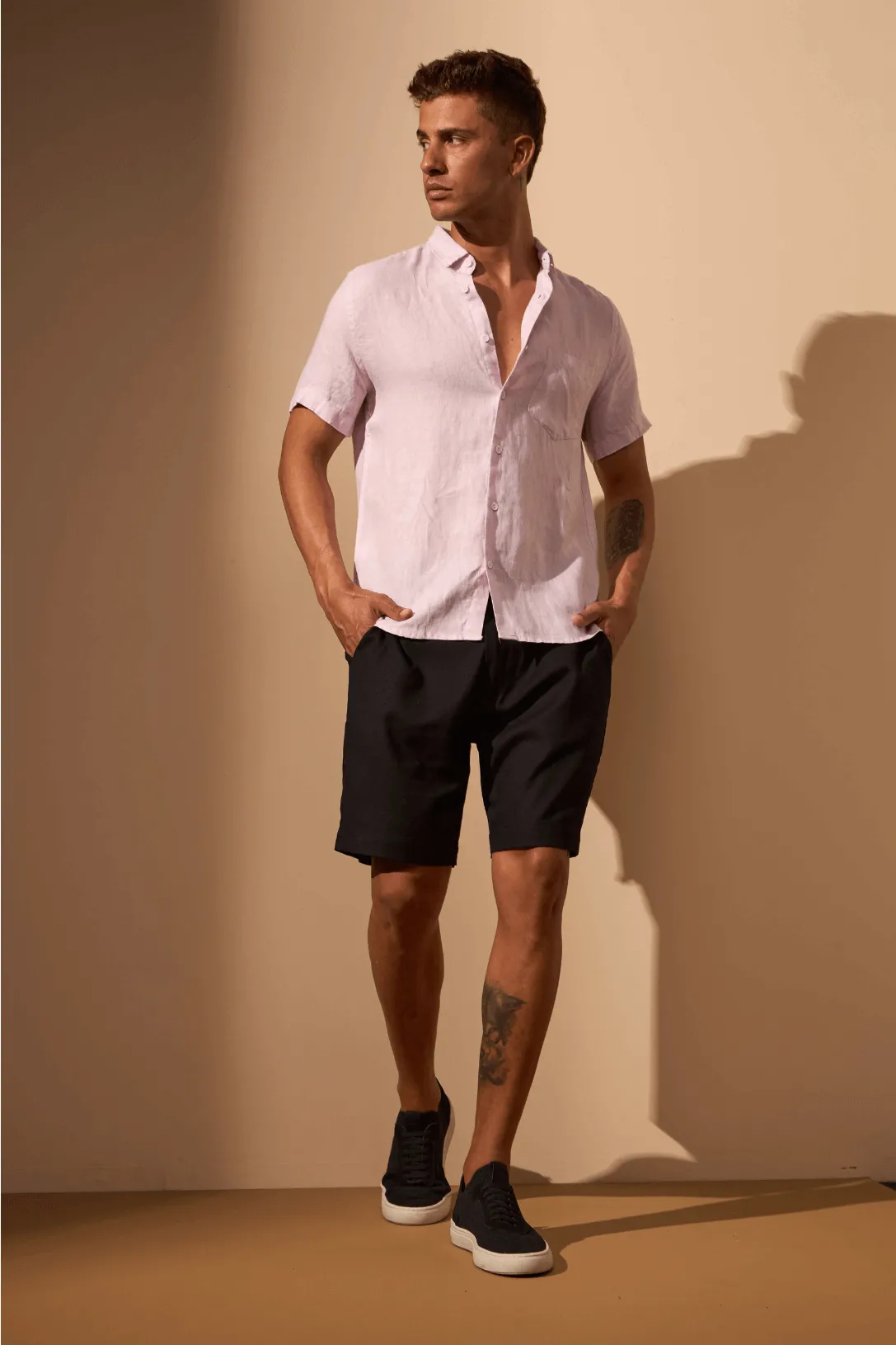 CAMISA GIBSON 100% LINHO COM BOLSO - ROSA