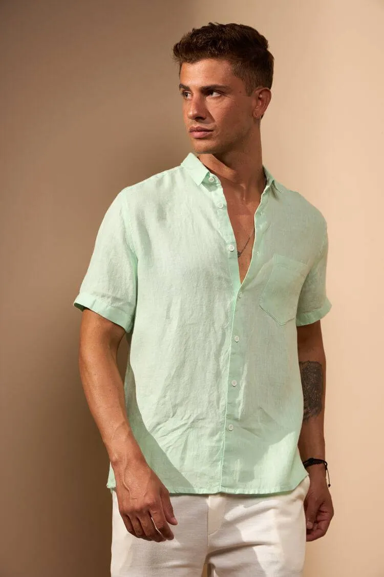 CAMISA GIBSON 100% LINHO COM BOLSO - VERDE