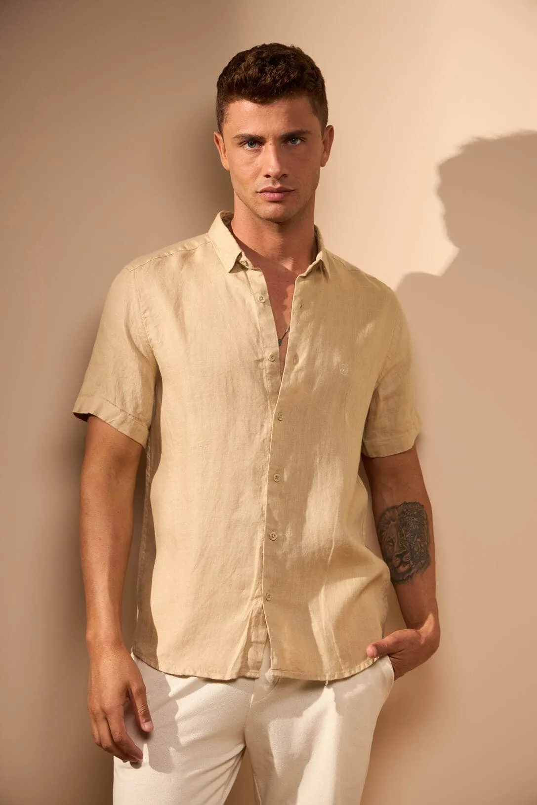 CAMISA GIBSON 100% LINHO - PALHA