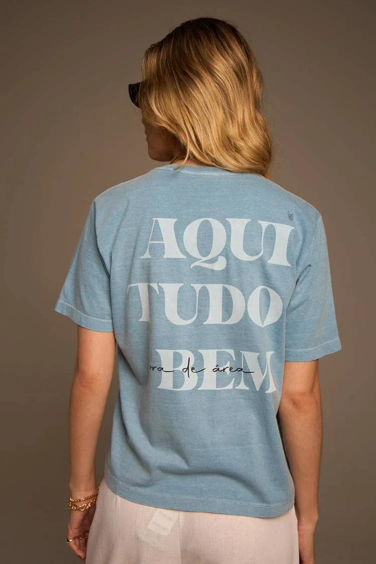 CAMISETA AQUI TUDO BEM STONE - AZUL