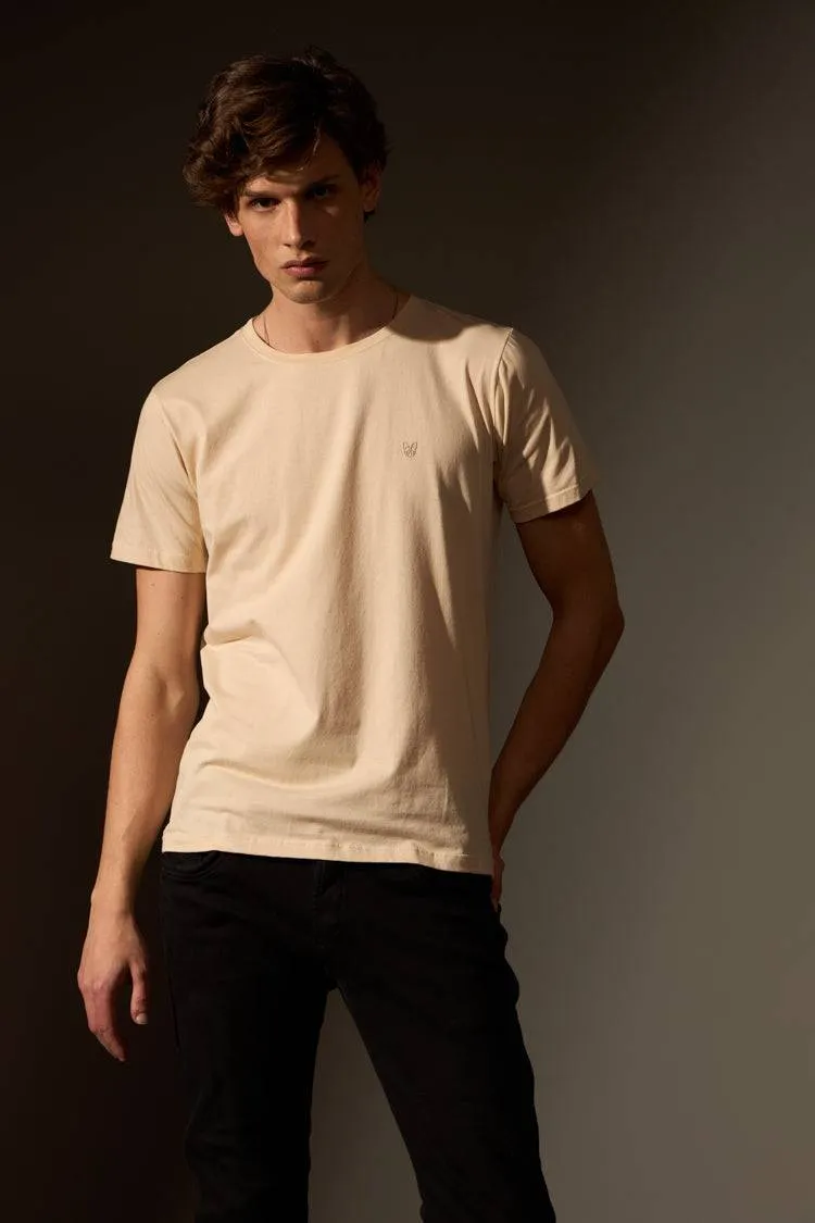 CAMISETA ESSENCIAL ALGODÃO EGÍPCIO - AREIA