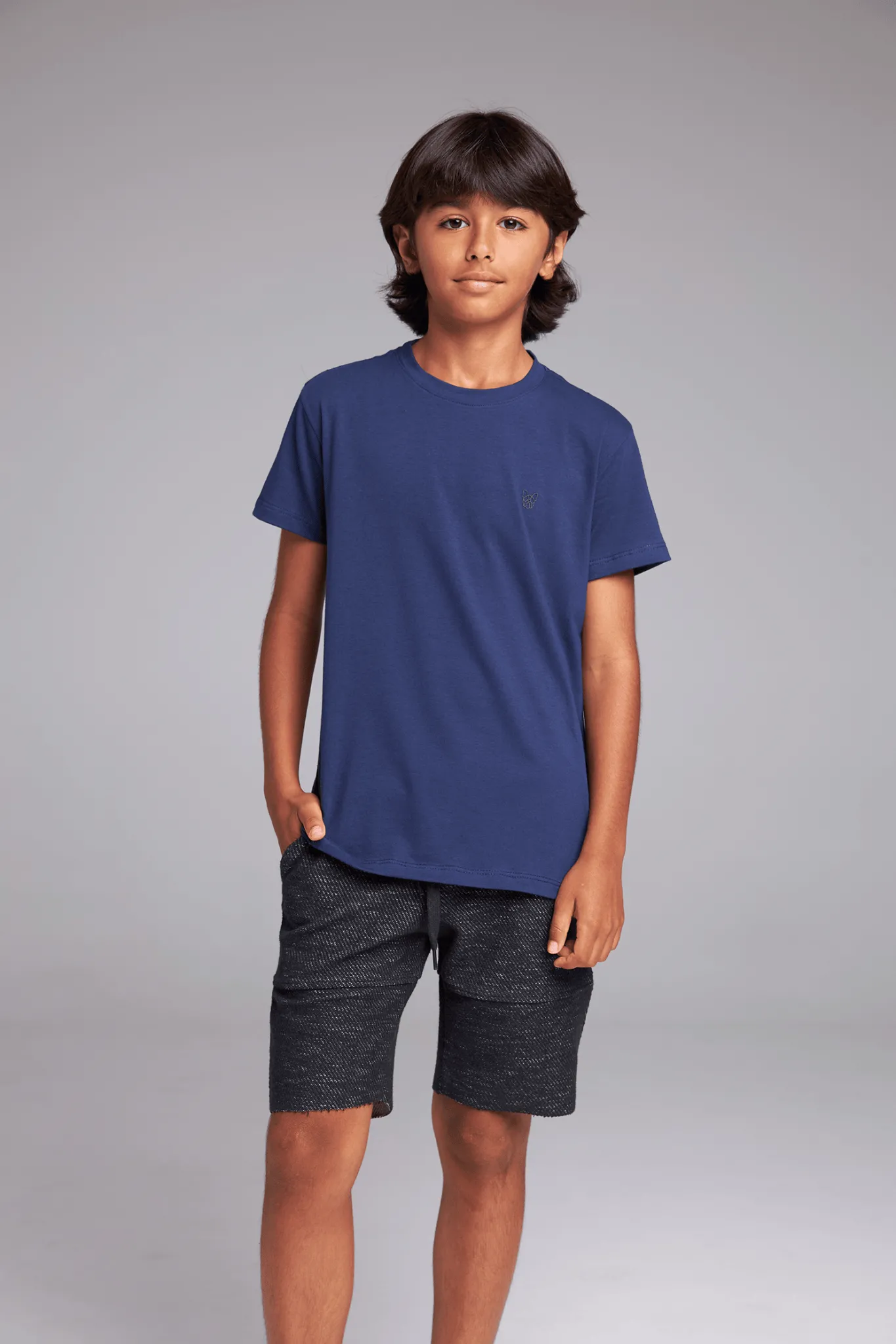 CAMISETA ESSENCIAL ALGODÃO EGÍPCIO INFANTIL - MARINHO