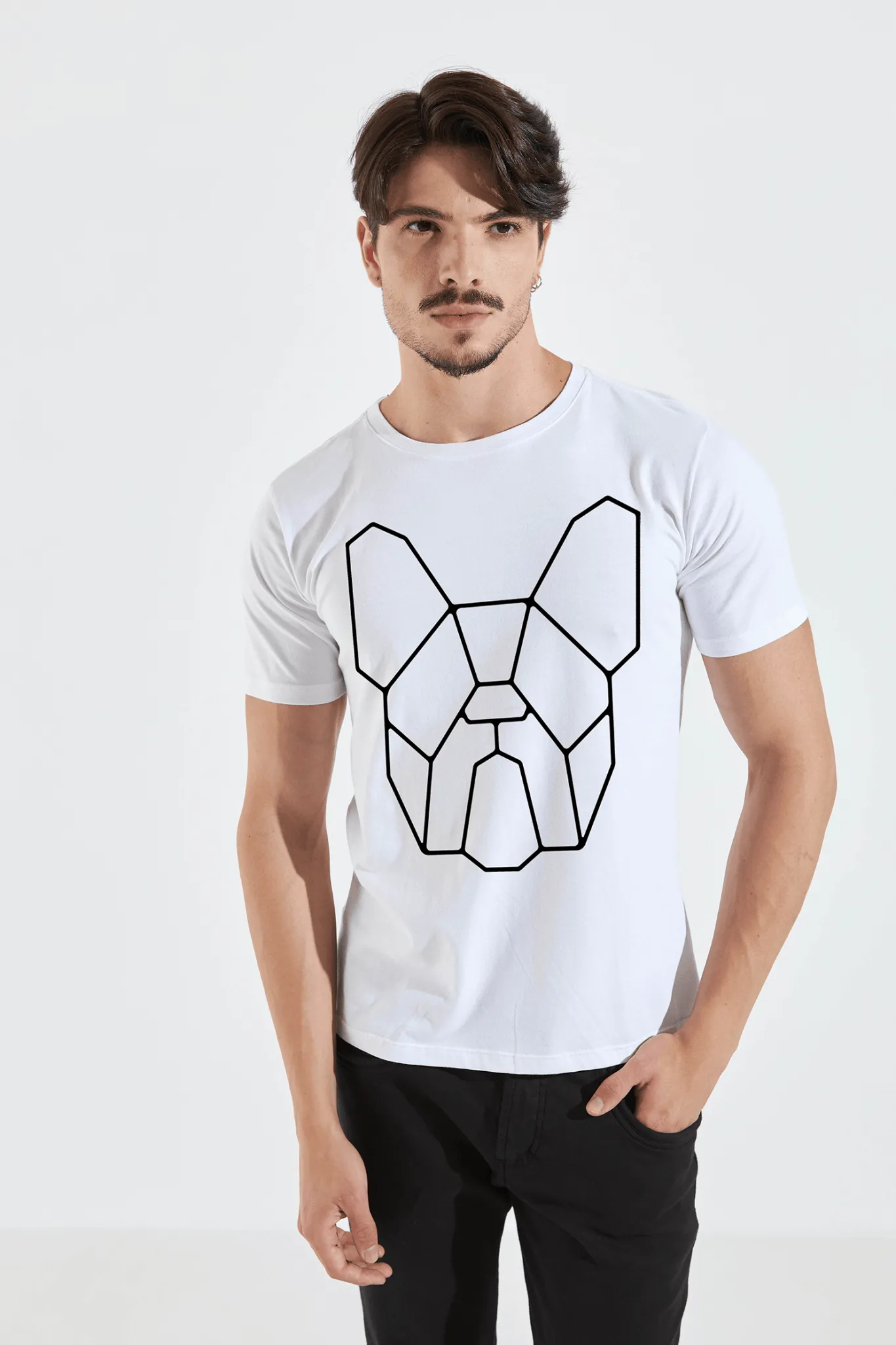 CAMISETA CLÁSSICA ALGODÃO EGÍPCIO - BRANCO E PRETO