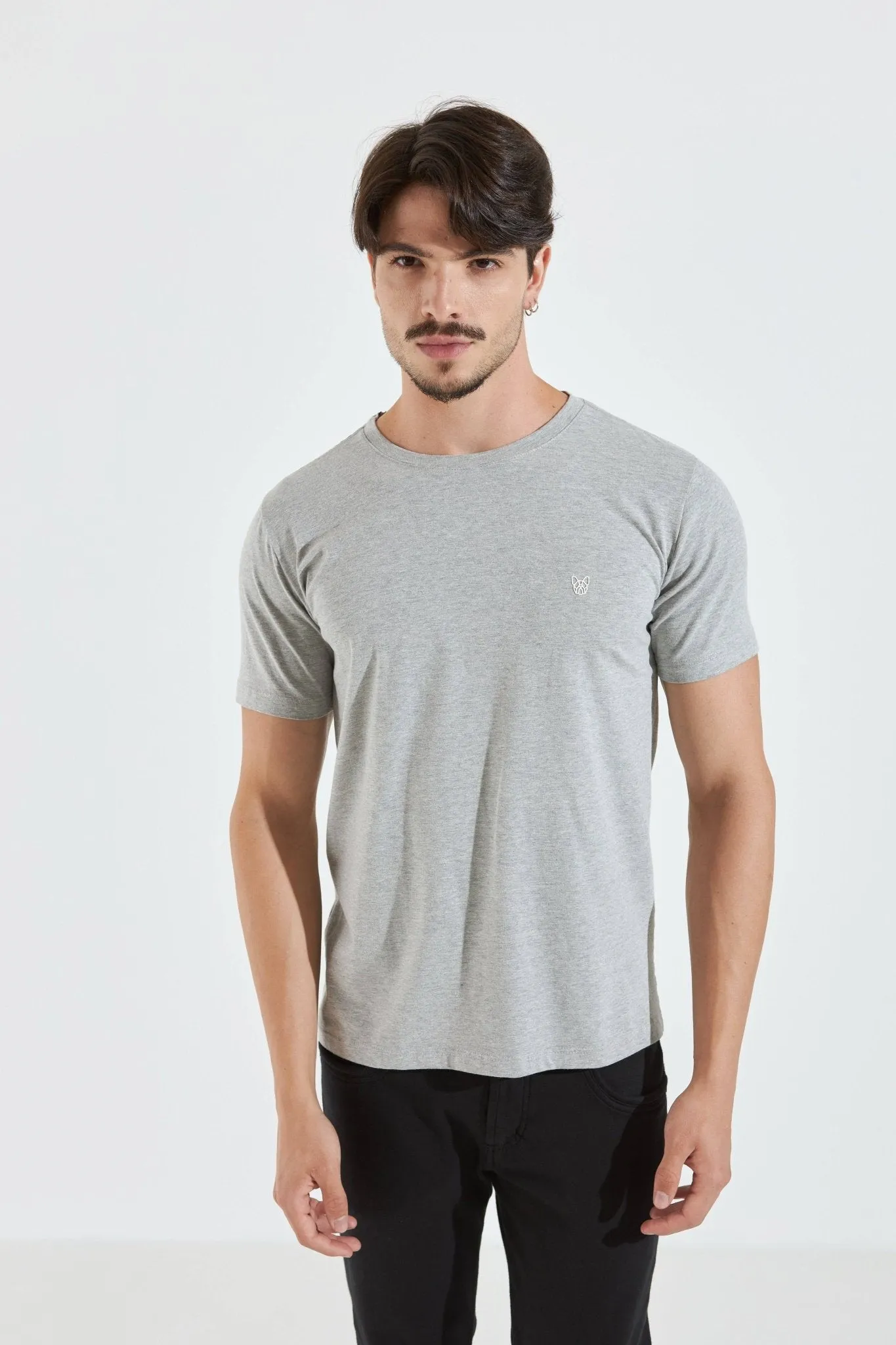 CAMISETA BÁSICA MESCLA - CINZA E BRANCO