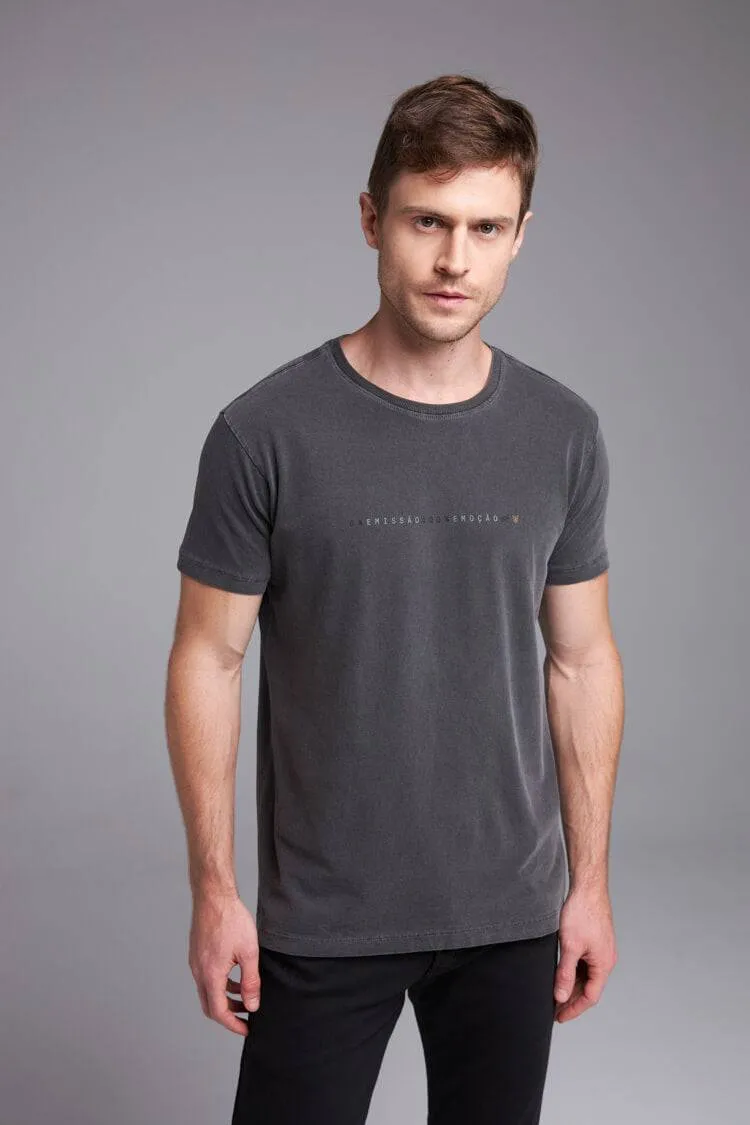 CAMISETA BÁSICA STONE 100% EMOÇÃO - CHUMBO