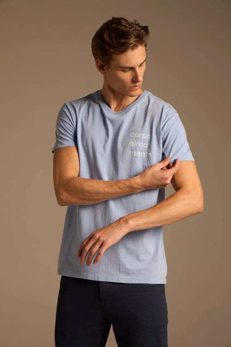 CAMISETA CORPO MENTE E ALMA STONE - AZUL