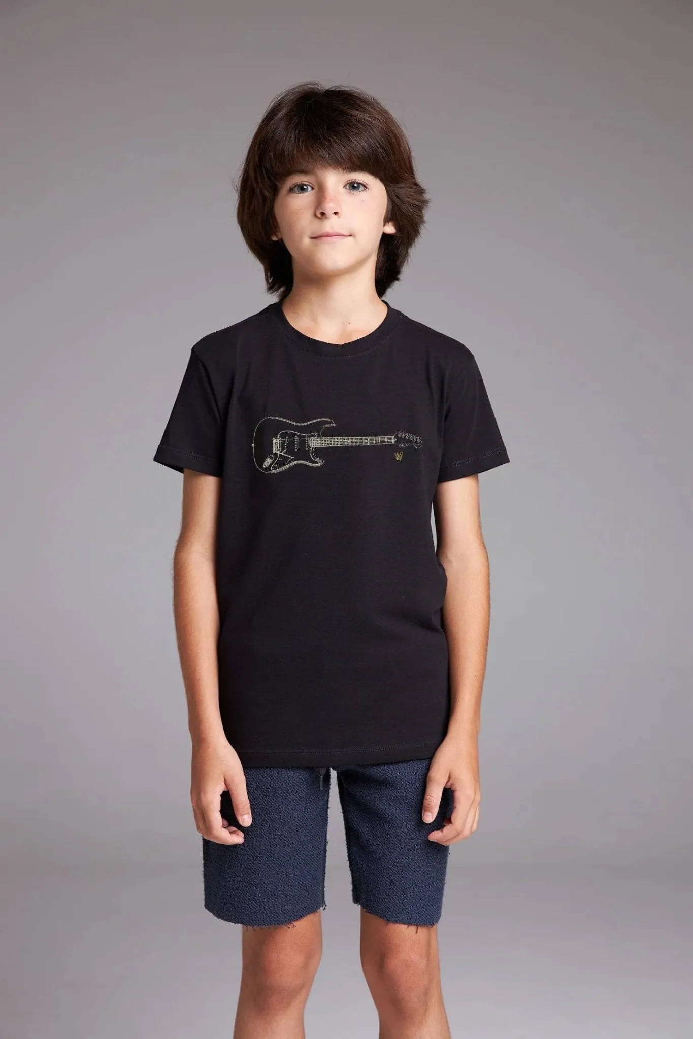 CAMISETA GUITARRA INFANTIL 100% ALGODÃO - PRETO