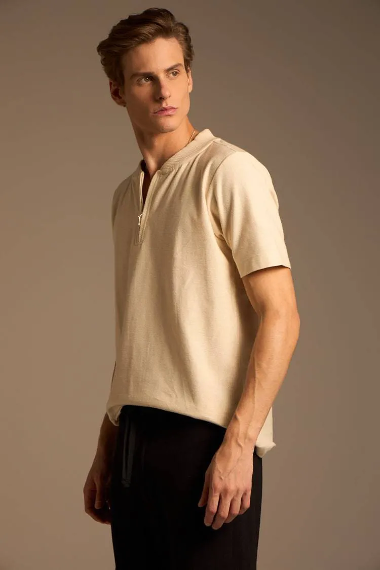 CAMISETA NORONHA COM ZÍPER - AREIA