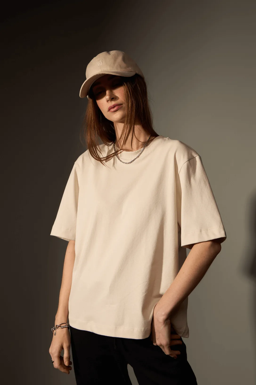 CAMISETA OVER ALGODÃO EGÍPCIO - CINZA