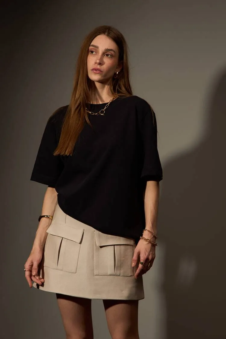 CAMISETA OVER ALGODÃO EGÍPCIO - PRETO