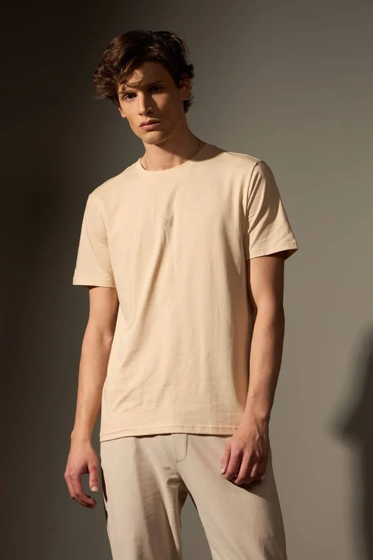 CAMISETA ALGODÃO EGÍPCIO VÖRR BULL - AREIA