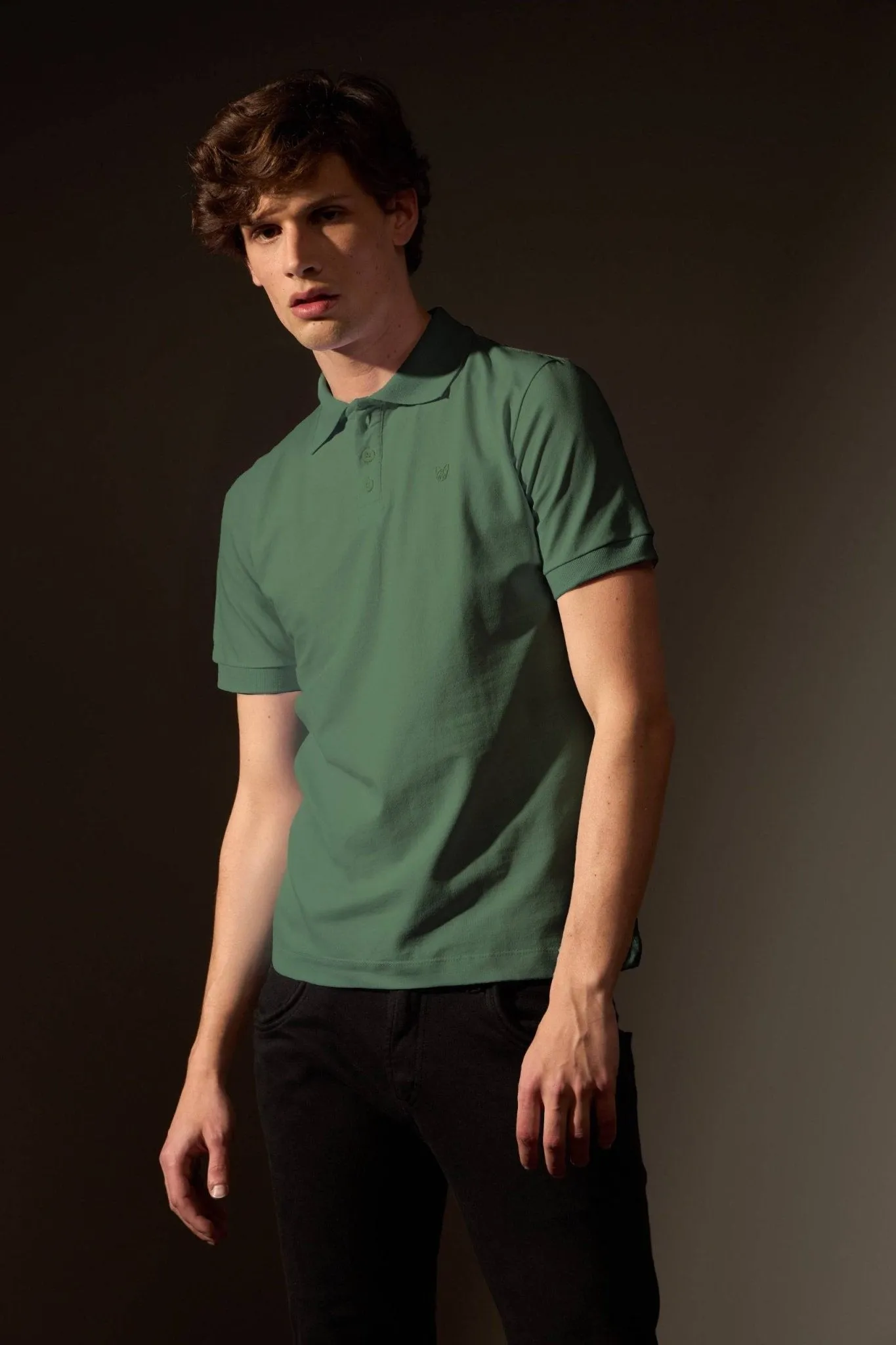 POLO ALGODÃO PIMA LISA - VERDE OLIVA