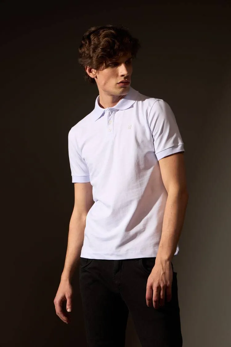 POLO ALGODÃO PIMA TEXTURIZADA - BRANCO