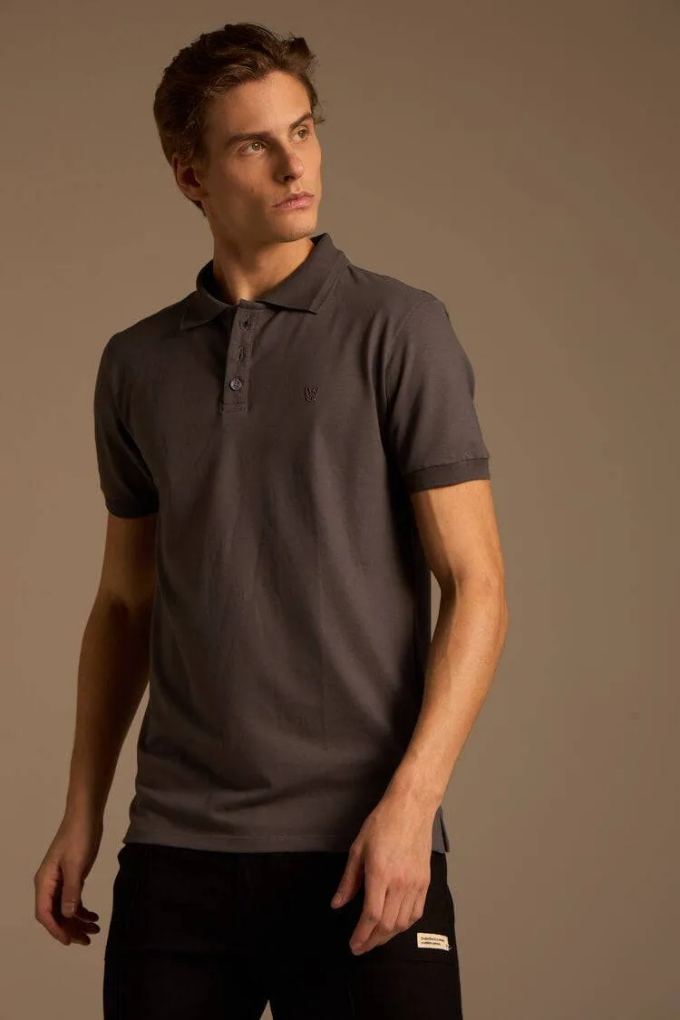 POLO ALGODÃO PIMA TEXTURIZADA - CHUMBO