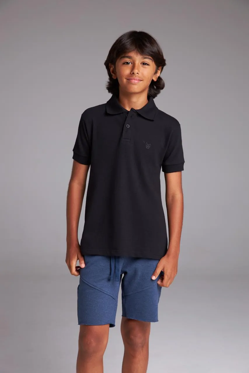 POLO EXPLORER ALGODÃO INFANTIL - PRETO
